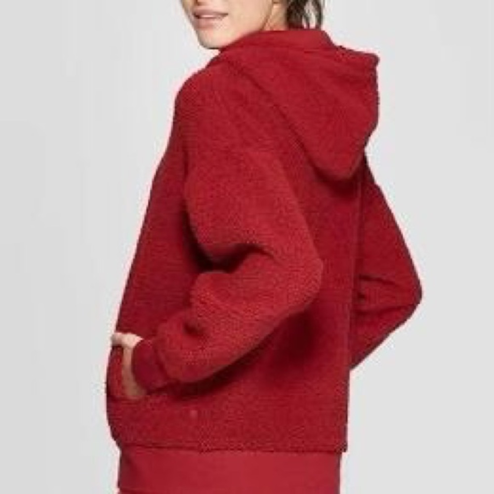 Champion Burgundy Sherpa Fleece Full Zip Jacket - Picture 2 of 6